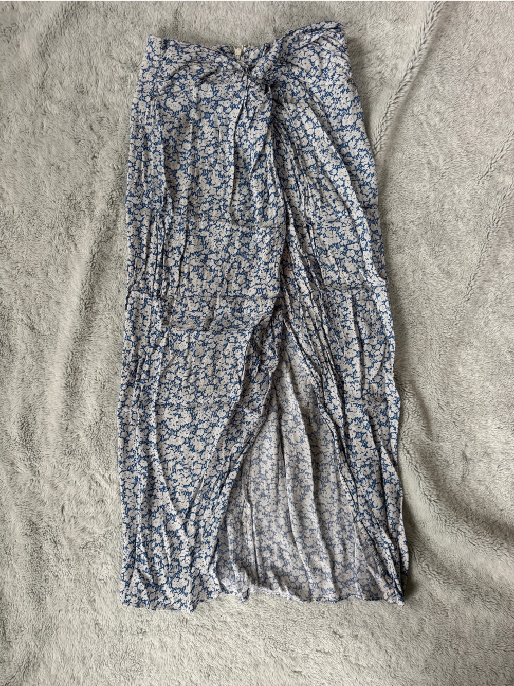 Mango Blue and White Floral Midi Skirt